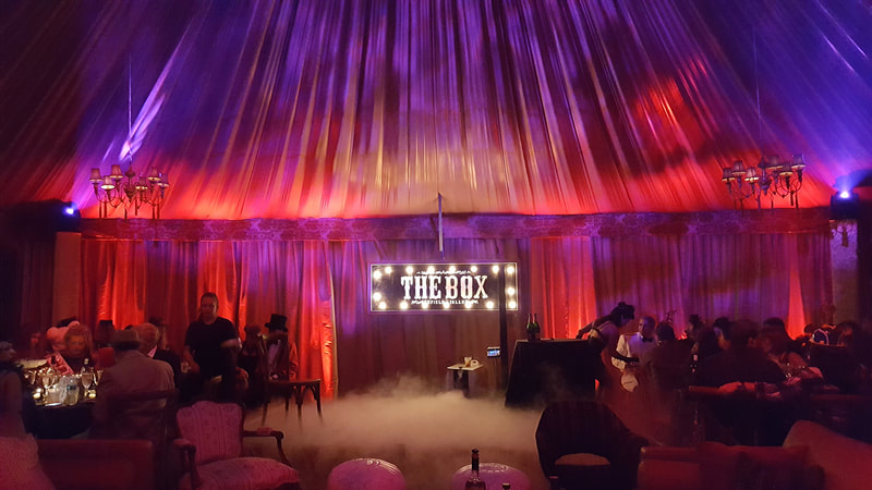 Halloween party lighting and stage fog