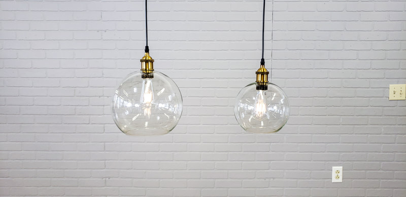 10" and 8" glass globes light pendant