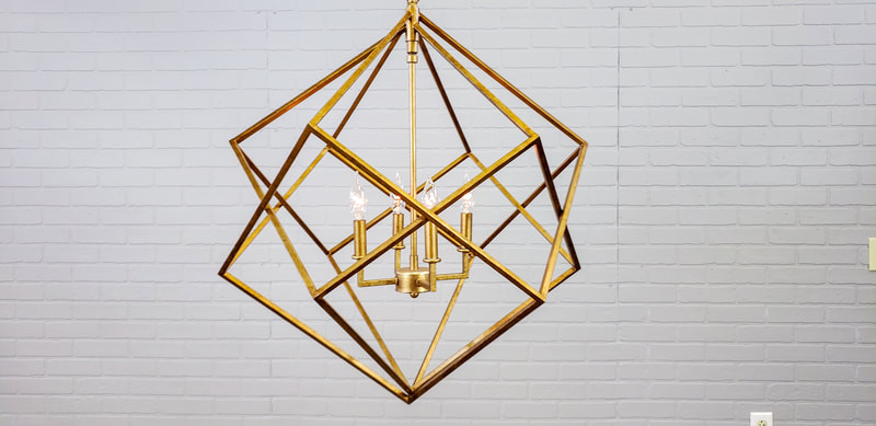 Brass Chandelier- Cube Squared
