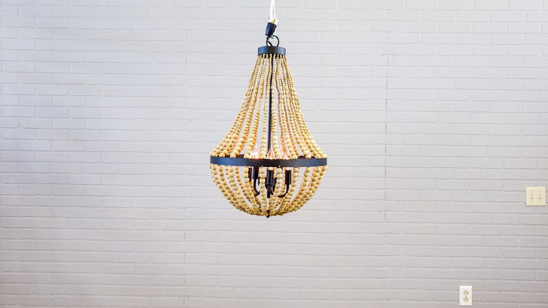 Natural wooden bead SMALL chandelier