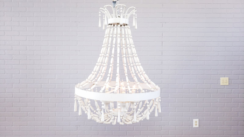 Medium Blanche white beaded chandelier