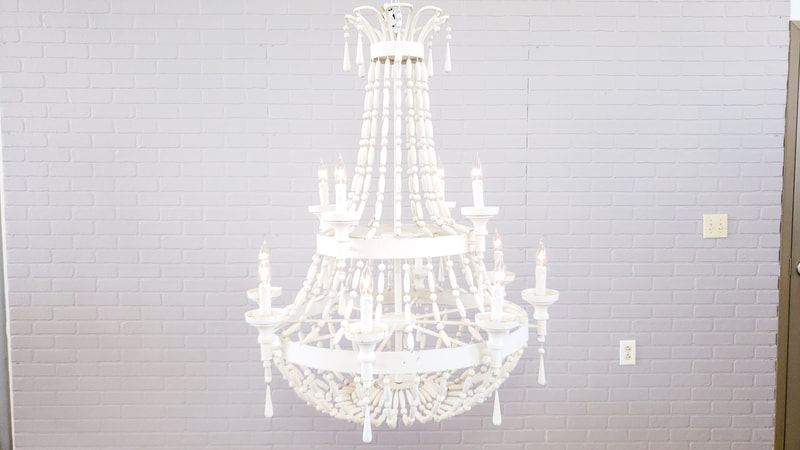 Large Blanche white beaded chandelier